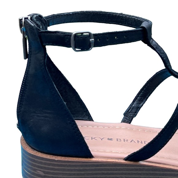 Lucky Brand Women’s Black Leather Cage Sandals Fits like a 9, tagged 8.5 / 39 - Picture 11 of 13